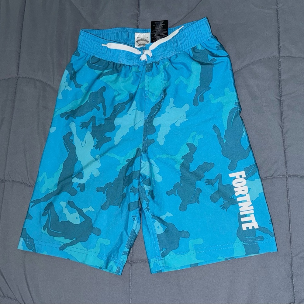 Boys Fortnite Blue Camouflage Swim Shorts / trunks